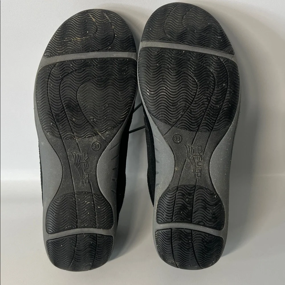 DANSKO W Black Casual Sneakers 39 US 8.5 EU HELEN Suede Bungee White Stripe